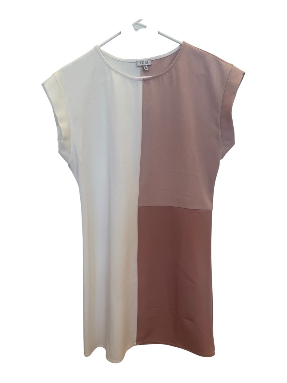 Tobi Cream and Mauve Colorblock Shift Dress